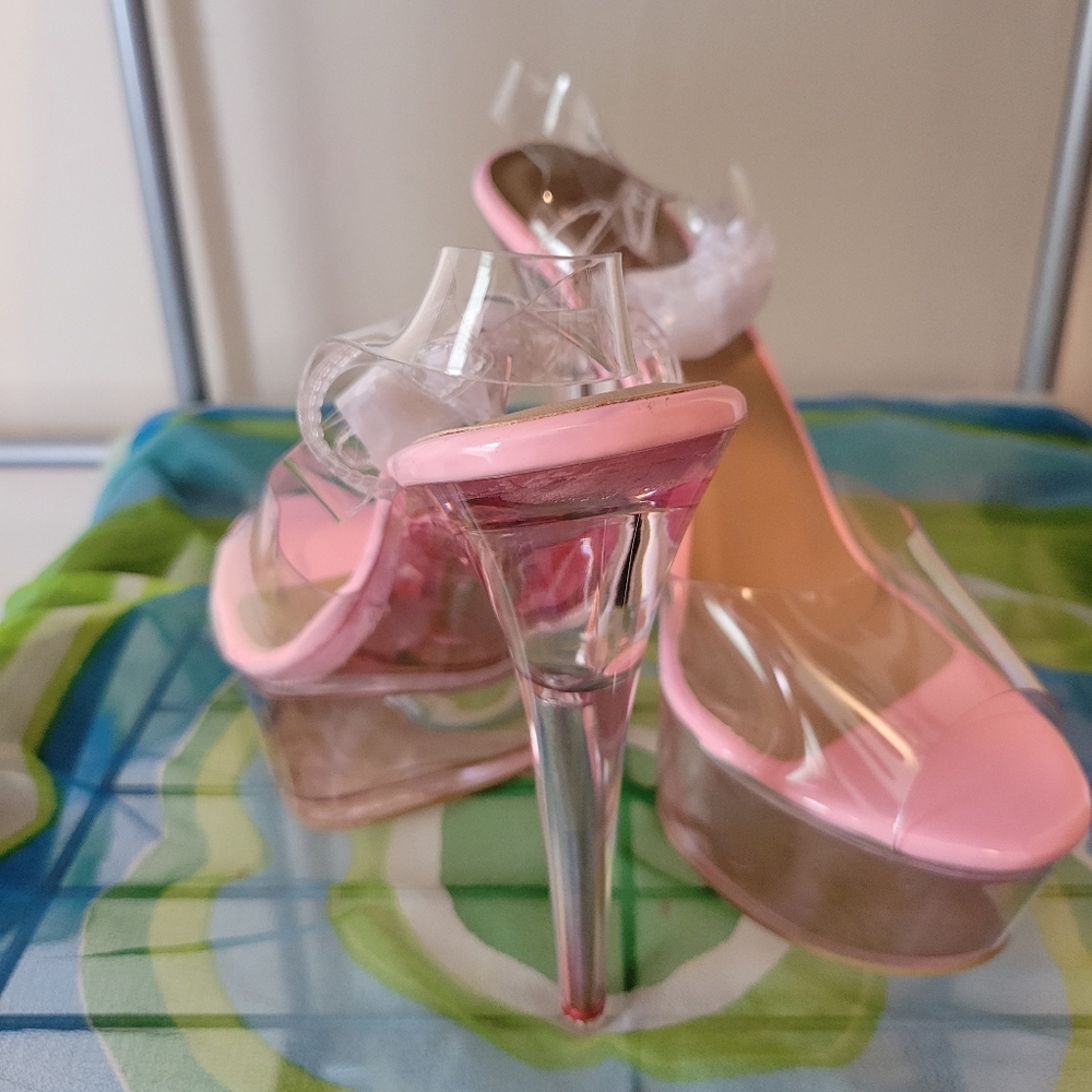 Pink/Clear platform heels